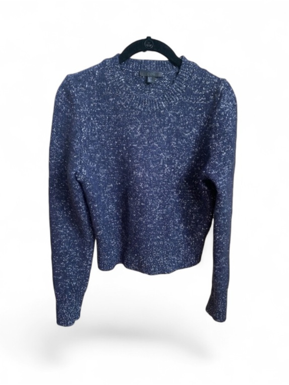 COS Navy Speckled Crewneck Sweater